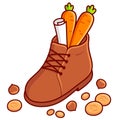 Traditional Sinterklaas gifts carrot in shoe