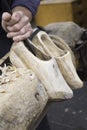 Traditional skill of manual making of Dutch wooden shoes