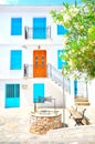 Traditional Skopelos with painted door and windows, Greece Royalty Free Stock Photo