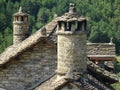 House with traditional chimneys in OlivÃÂ¡n. Huesca. Spain. Royalty Free Stock Photo