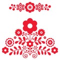 Polish folk art vector design elements inspired by floral embroidery Lachy Sadeckie from Nowy Sacz in Poland Royalty Free Stock Photo