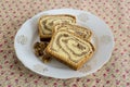 Traditional Slovenian potica, a festive cake filled with walnut