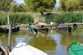 traditional small boats in the Valencia lagoon in spain Royalty Free Stock Photo