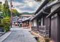 Traditional small japanese street in suburb of Kyoto Royalty Free Stock Photo