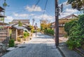 Traditional small japanese street in suburb of Kyoto