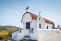 Traditional small whitewash Greek Orthodox Chapel. Greece. Europe