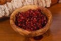 Traditional soaked cowberry in the bowl