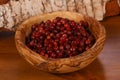 Traditional soaked cowberry in the bowl