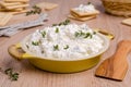 Traditional soft cheese with thyme Royalty Free Stock Photo