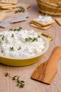 Traditional soft cheese with thyme Royalty Free Stock Photo