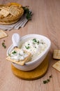 Traditional soft cheese with thyme Royalty Free Stock Photo