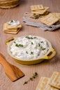 Traditional soft cheese with thyme Royalty Free Stock Photo