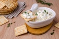 Traditional soft cheese with thyme Royalty Free Stock Photo