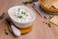 Traditional soft cheese with thyme Royalty Free Stock Photo