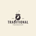 Traditional soup food recipe logo design