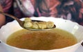 Traditional soup with mini pelmeni in Azerbaijan