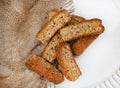 South African bran rusks on rustic farm table Royalty Free Stock Photo