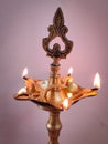 Traditional south indian brass oil lamp kuthu vilaku