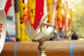 Traditional south indian brass oil lamp, Nilavilakku Royalty Free Stock Photo