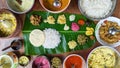 traditional south indian food platter with rice and other variety food items Royalty Free Stock Photo