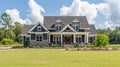 Traditional Southern Home with clouds and grass Royalty Free Stock Photo