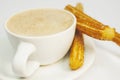 Churros and hot chocolate traditional Spain street fast food Royalty Free Stock Photo