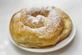 Traditional spanish bakery pastry dessert, ensaimada. Mallorca dessert. Spiral shaped