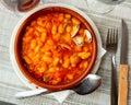 Stewed white beans with clams, spanish cuisine Royalty Free Stock Photo