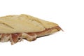 Traditional Spanish bocadillo ham sandwich with a crusty bread isolated on a white background Royalty Free Stock Photo