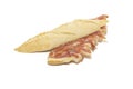 Traditional Spanish bocadillo ham sandwich with a crusty bread isolated on a white background Royalty Free Stock Photo