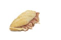 Traditional Spanish bocadillo ham sandwich with a crusty bread isolated on a white background Royalty Free Stock Photo