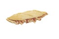 Traditional Spanish bocadillo ham sandwich with a crusty bread isolated on a white background Royalty Free Stock Photo