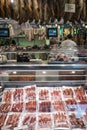 Traditional spanish cured meats and sausages la boqueria market