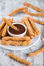 Traditional Spanish dessert churros Royalty Free Stock Photo