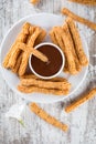 Traditional Spanish dessert churros Royalty Free Stock Photo