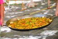 Traditional spanish dish paella with prawns and mussels Royalty Free Stock Photo
