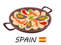 Traditional spanish dish paella. Vector illustration.