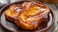 Traditional Spanish Easter dessert torrijas French toast with cinnamon and honey. Holiday treat eaten on Holy week