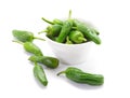 Traditional spanish green peppers. Pimientos de padron.