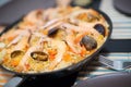 Traditional Spanish rice dish with seafood - paella