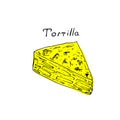 Traditional spanish snack yellow tortilla, vector illustration