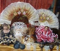 Traditional Spanish souvenirs, fans, castanet, flamenco dolls on sale Royalty Free Stock Photo