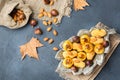 Traditional spanish treats for catalonian castanyada holiday, almond pastry panellets