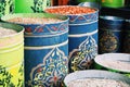 Traditional spice stall in the market Royalty Free Stock Photo