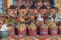 Traditional spices bazaar with herbs and spices in street old market in Sharm El Sheikh, Egypt. close up Royalty Free Stock Photo