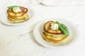 Traditional spinach fritters with yoghurt cream