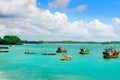 Traditional Sri Lanka fishing boats in the Mirissa harbor Royalty Free Stock Photo