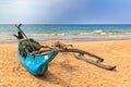 Traditional Sri Lankan fishing boat on the coast Royalty Free Stock Photo