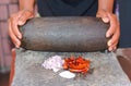 Traditional Sri Lankan way of grinding spices