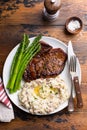 Traditional steak and mashed potatoes